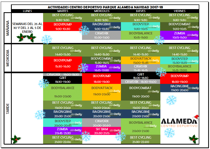 Clases Colectivas navidad 2017-2018